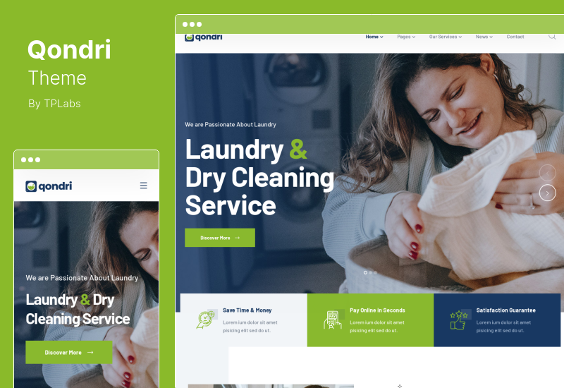 Qondri Theme - Dry Cleaning  Laundry Services WordPress Theme