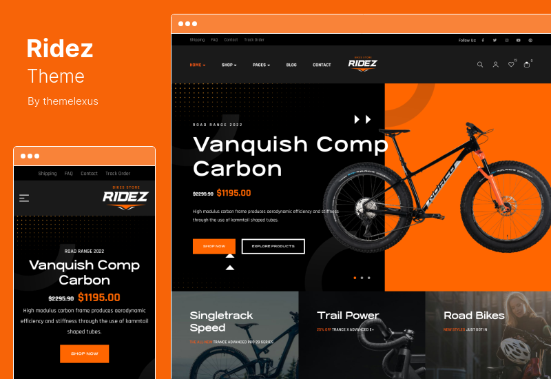 Ridez Theme - Bike Shop Elementor WordPress Theme