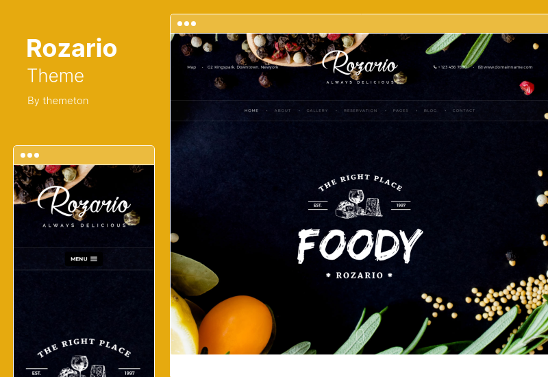 Rozario Theme - Restaurant & Food WordPress Theme