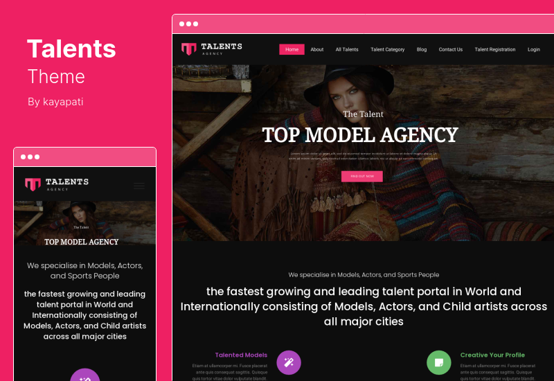 Talents Theme - Model Agency CMS WordPress Theme