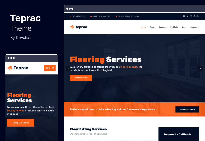 Teprac Theme - Flooring Services WordPress  Theme