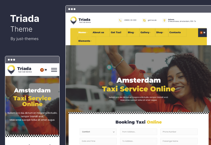Triada Theme - Taxi Cab Service Company WordPress Theme