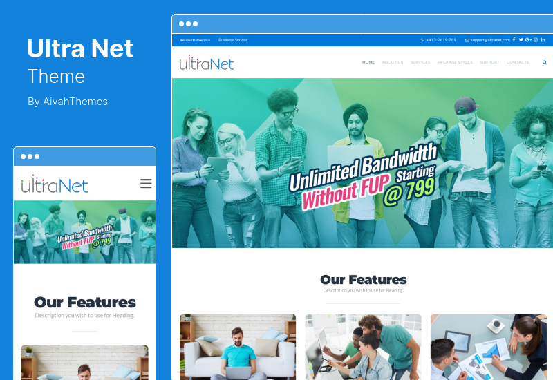 UltraNet Theme - Broadband & Internet Service Providers WordPress Theme