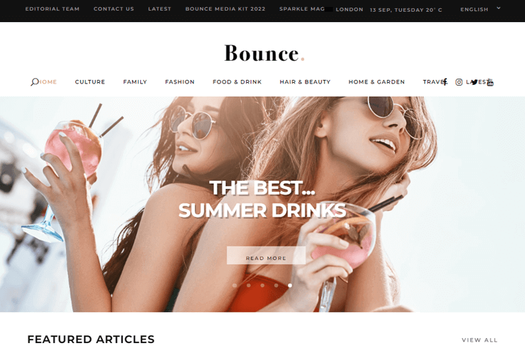 Bounce Magazine Website for Lifestyle