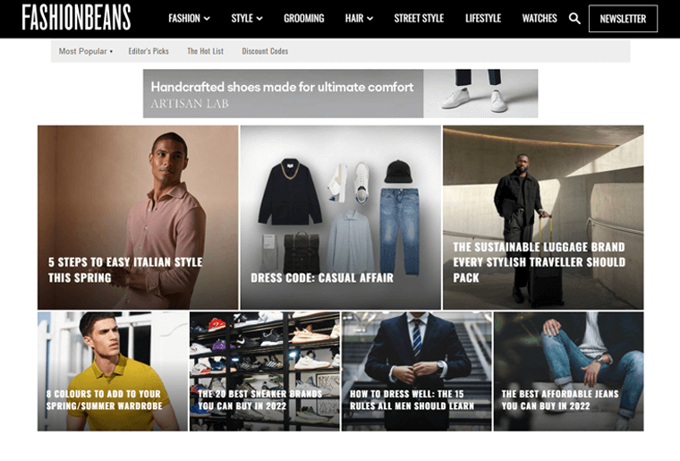 FashionBeans Blog Website Example