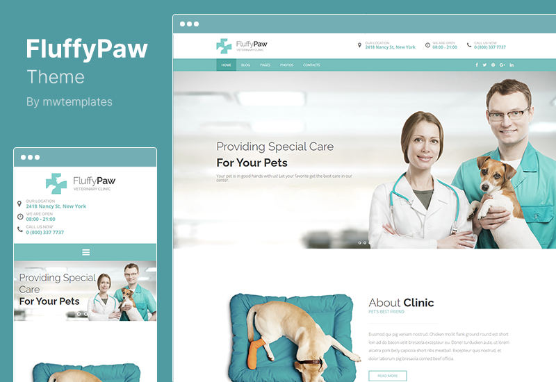 FluffyPaw Theme - WordPress Theme for Veterinary Clinic & Pet Care Center.