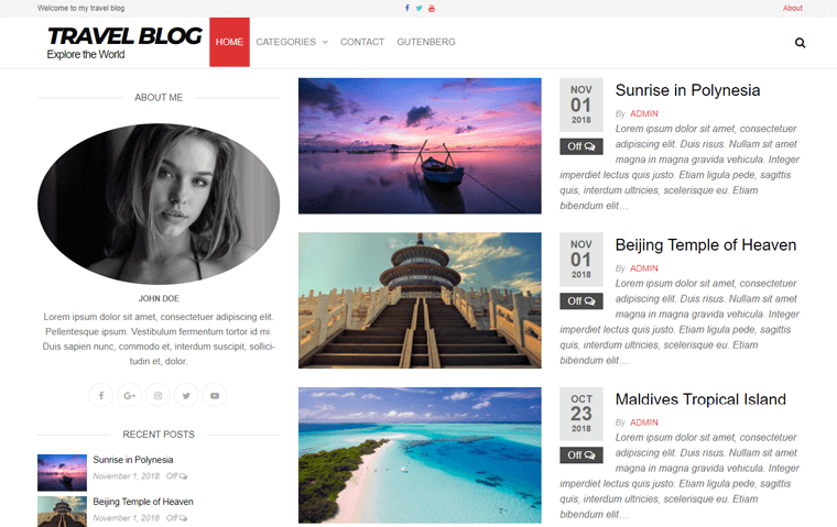 Futurio Travel Blog Theme for WordPress