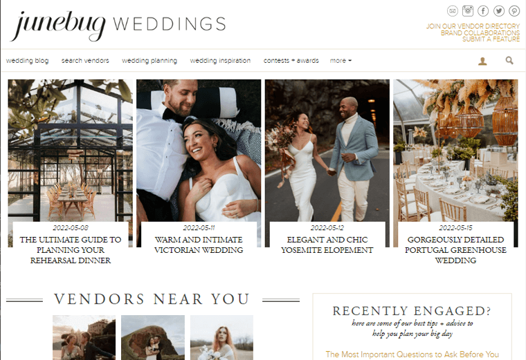 Junebug Weddings - Blog Website Examples