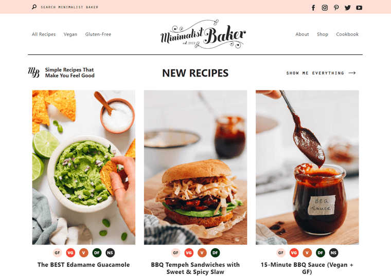 Minimalist baker - Blog Website Examples