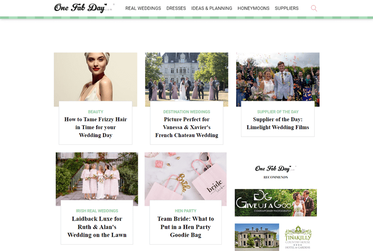 One Fab Day - Wedding Blog Website Examples