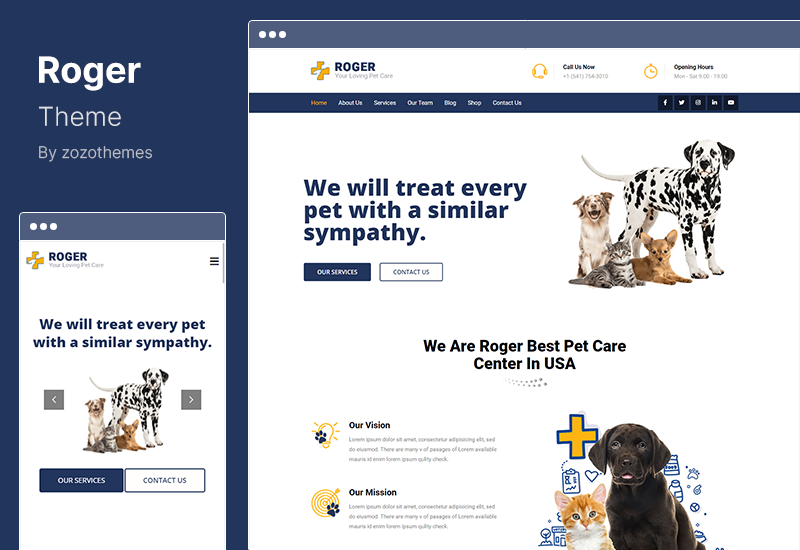 Roger Theme - Pet Care WordPress Theme