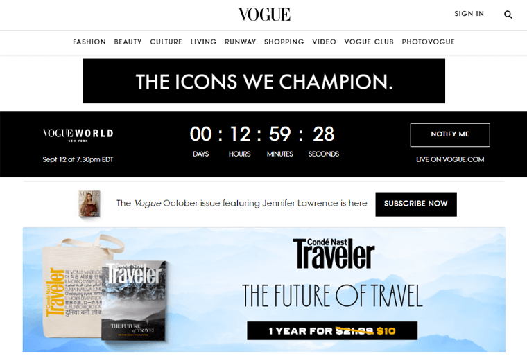 Vogue - Magazine Website Examples