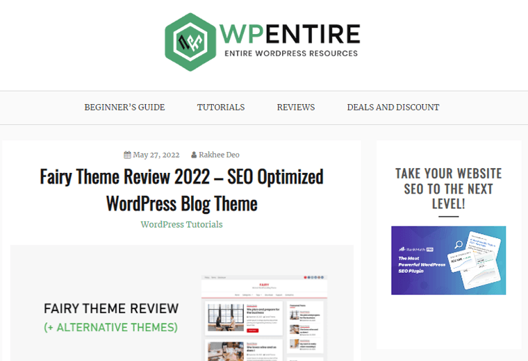 WPEntire WordPress Blog Website Example