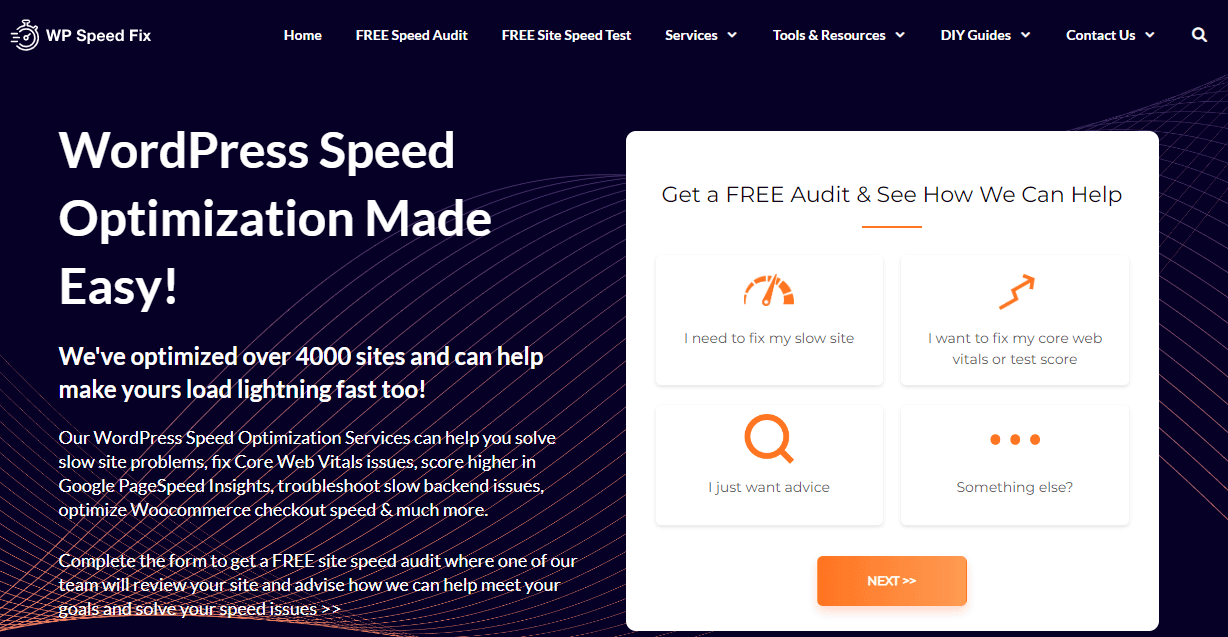 WP Speed Fix homepage