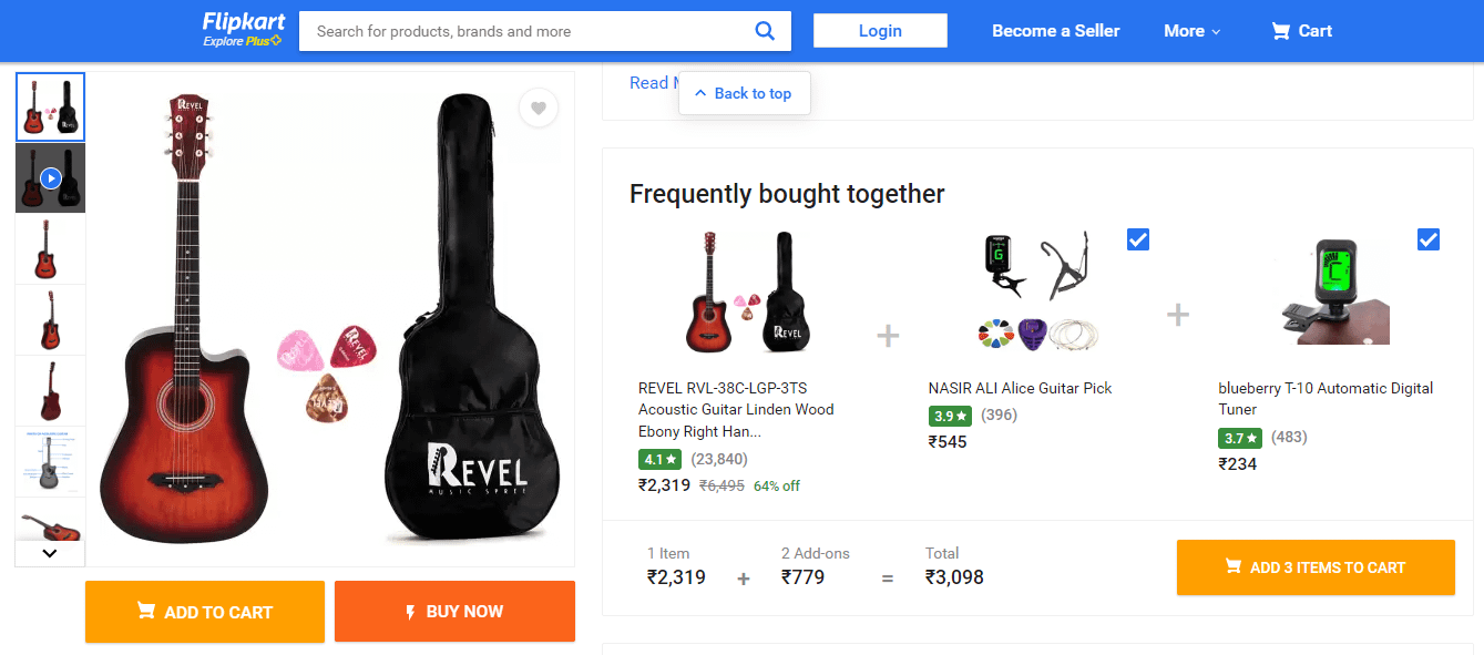 A cross-sell example with guitars