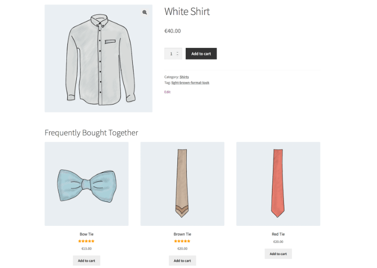 An example of a "Frequently Bought Together" section on the WooCommerce product page.