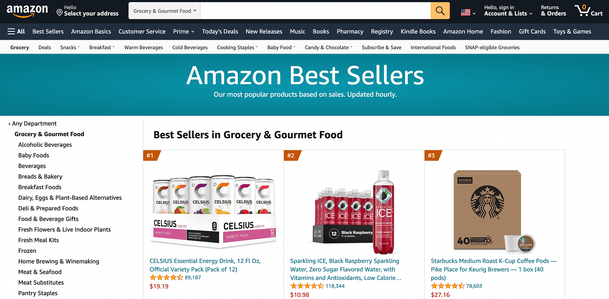 Best-selling Amazon products in the Grocery and Gourmey Food category.