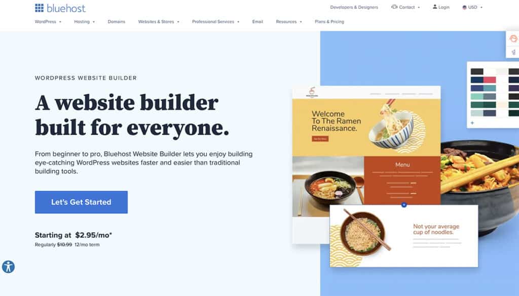 Bluehost best website builder for beginners