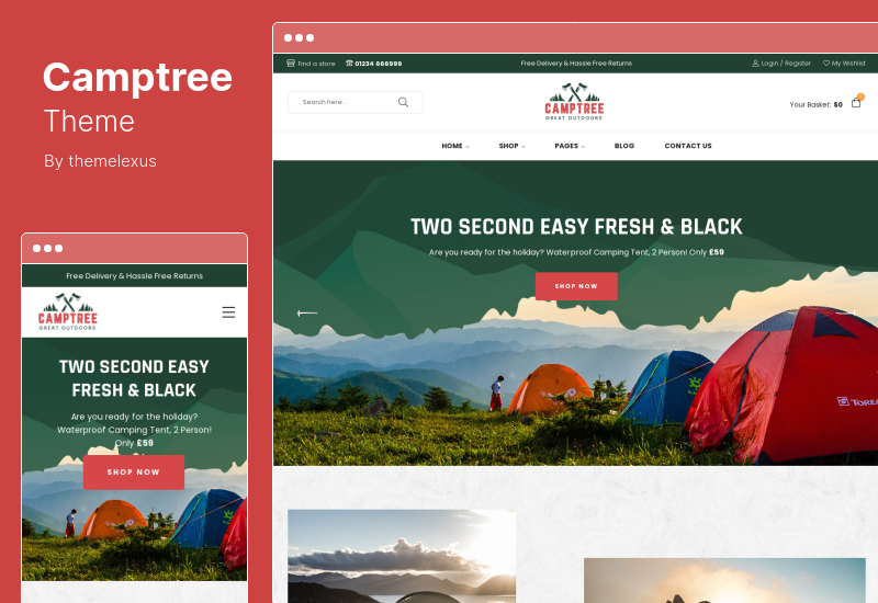 Camptree Theme - Outdoor Camping Equipment WooCommerce Elementor Theme