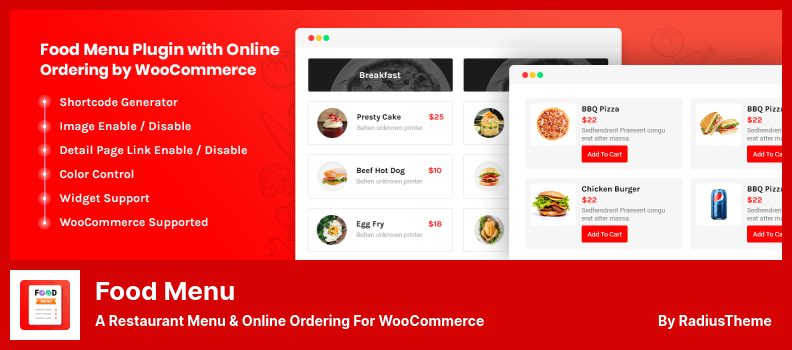 Food Menu Plugin - A Restaurant Menu & Online Ordering for WooCommerce