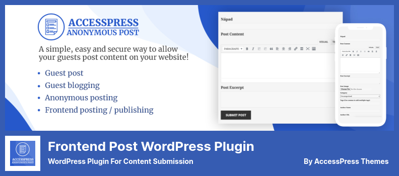 AccessPress Anonymous Post Plugin - WordPress Plugin for Content Submission