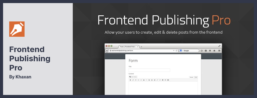 Frontend Publishing Pro Plugin - WordPress Post Submission Plugin