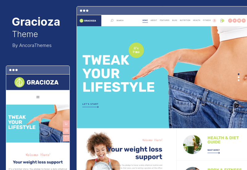 Gracioza Theme - Weight Loss Company & Healthy Blog WordPress Theme