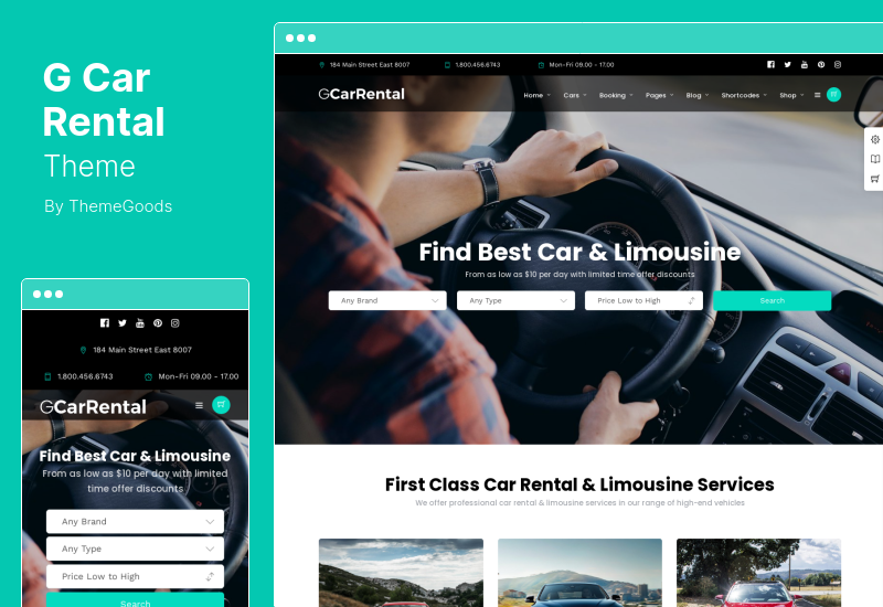 GCarRental Theme - Car Rental and Limousine WordPress Theme