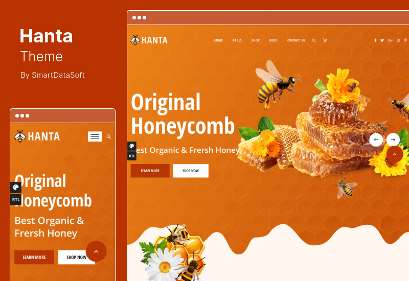 Hanta Theme - Beekeeping and Honey Shop WordPress Theme