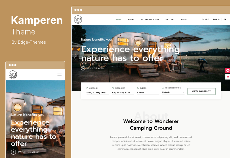 Kamperen Theme - Camping Adventure Tourism WordPress Theme