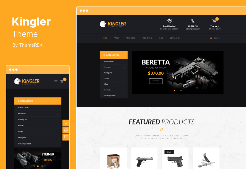 Kingler Theme - Weapon Store & Gun Training WordPress Theme