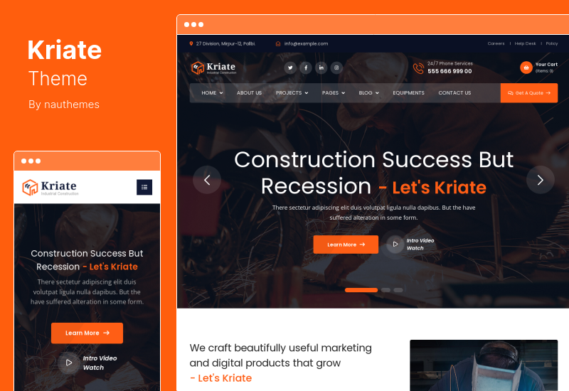 Kriate Theme - Industrial Construction Multipurpose WordPress Theme