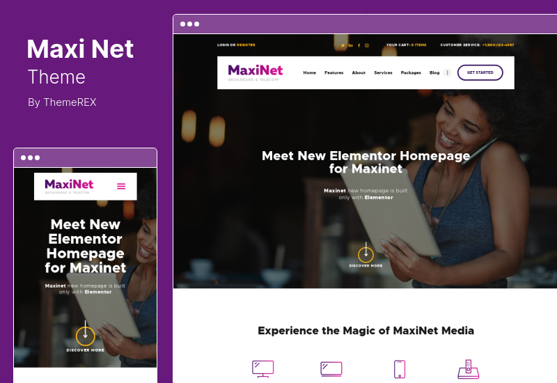 MaxiNet Theme - Broadband & Telecom Internet Provider WordPress Theme 