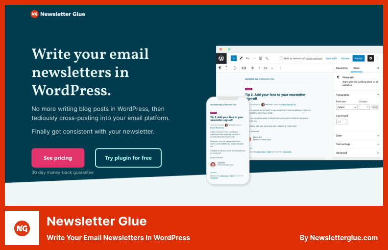 Newsletter Glue Plugin - Write Your Email Newsletters in WordPress