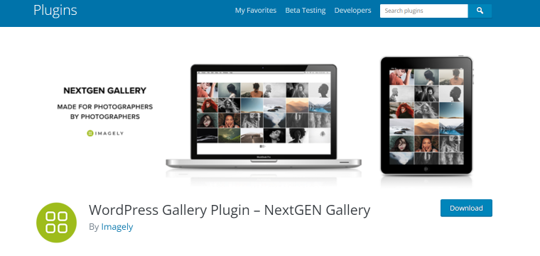 NextGen Gallery plugin homepage