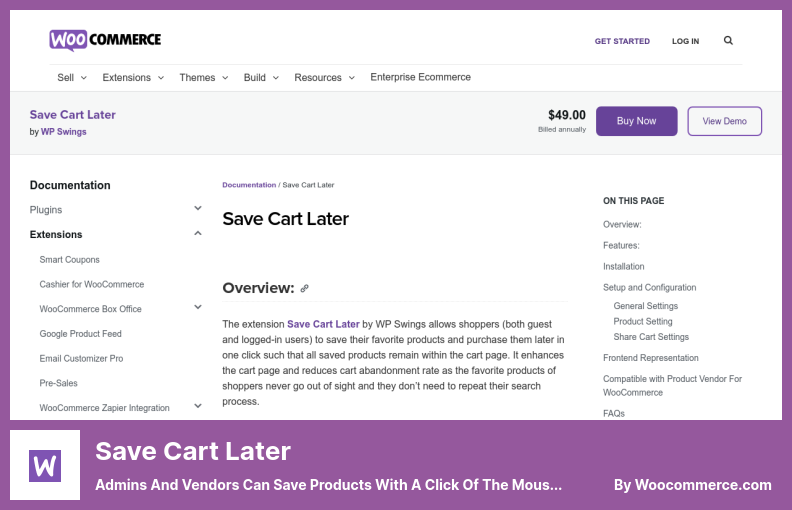 Save Cart Later Plugin - Admins and Vendors Can Save Products With a Click of The Mouse