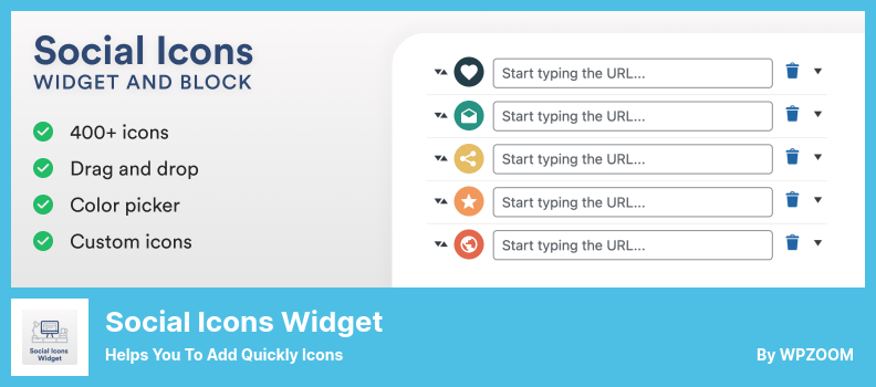 Social Icons Widget Plugin - Helps You to Add Quickly Icons