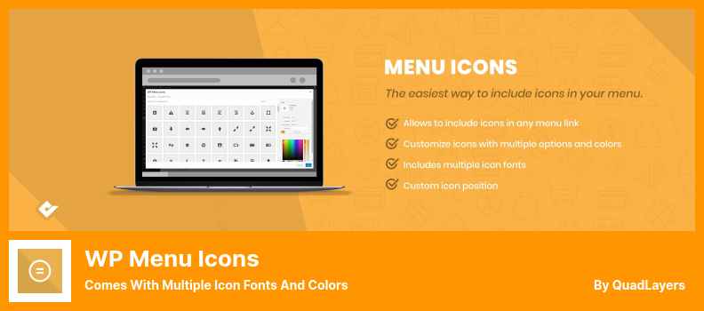 WP Menu Icons Plugin - Comes With Multiple Icon Fonts and Colors