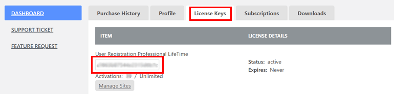 Copy User Registration Pro License Key