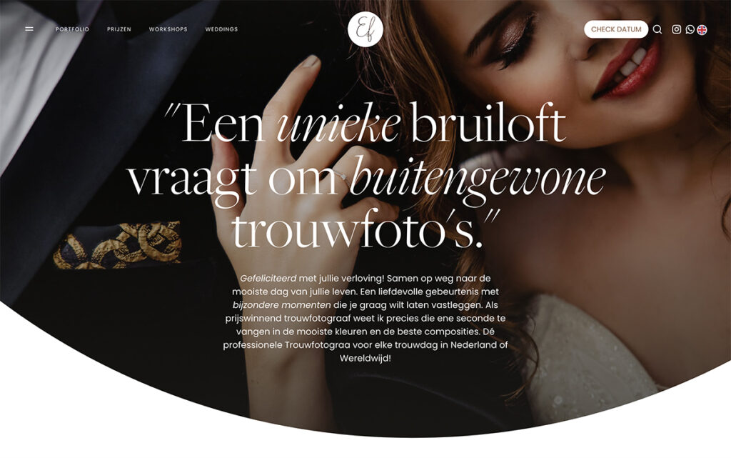 Ralf is a professional wedding photographer, with a focus on emotions. His website is a perfect example of a very well-designed and created site with beautiful images.