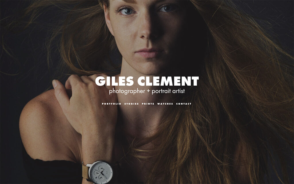 Giles is a professional photographer + portrait artist with a very clean and visually appealing photography website.