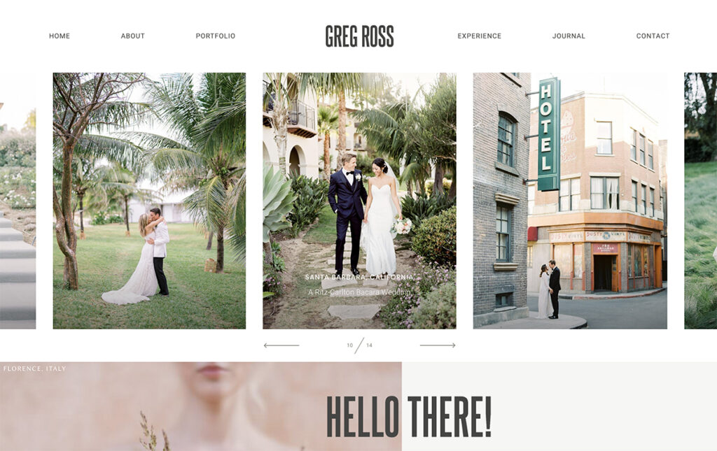 Greg Ross professional photographer based in Orange County, has a well-designed professional-looking website