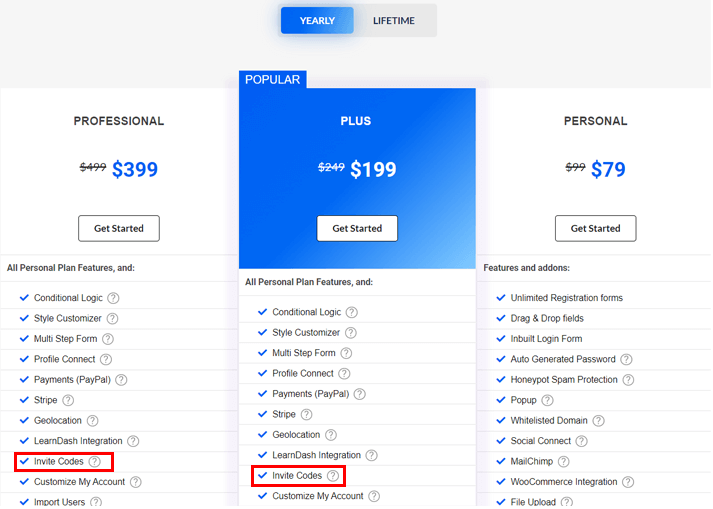 Pricing Plans for Invite Codes