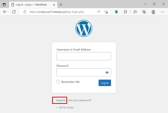 Register Link on WordPress