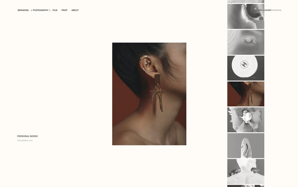 Saint Louvent is a photographer and artist focused on branding, film, and prints. A beautiful and well-designed website, with great use of negative space. 