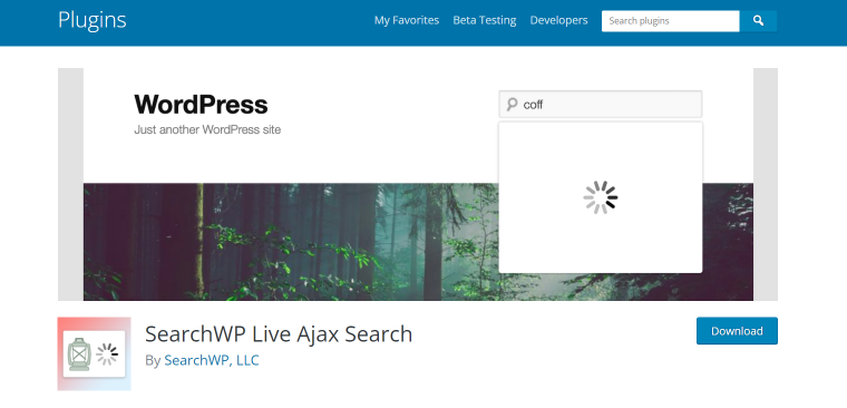 Search WP plugin homepage