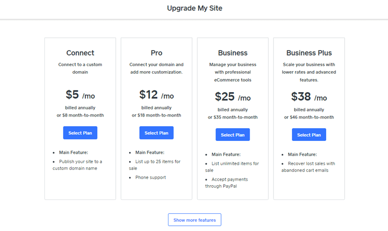 Weebly Pricing