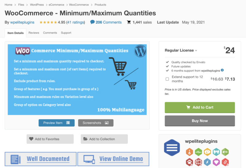 WooCommerce Minimum/Maximum Quantities