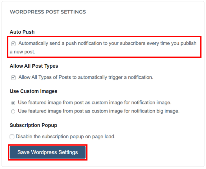 WordPress post settings