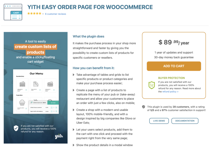 YITH Easy Order Page